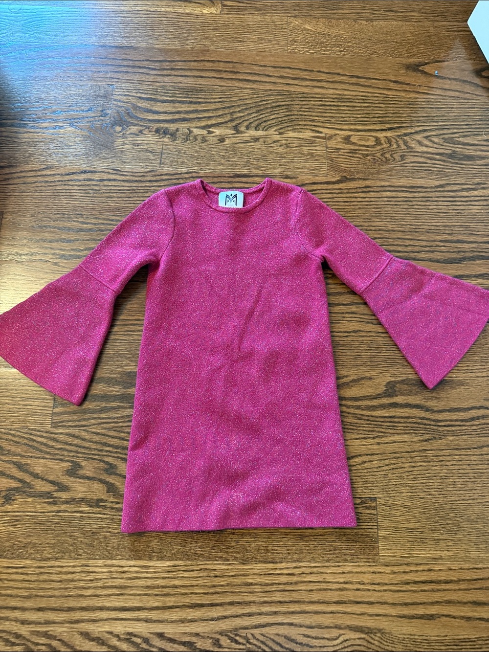 Milly Pink Glitter Bell-Sleeve Girls Dress